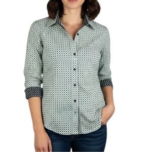 The Original Ben Sherman Retro Polka Dot Button Down Cotton Shirt XL Mint Green